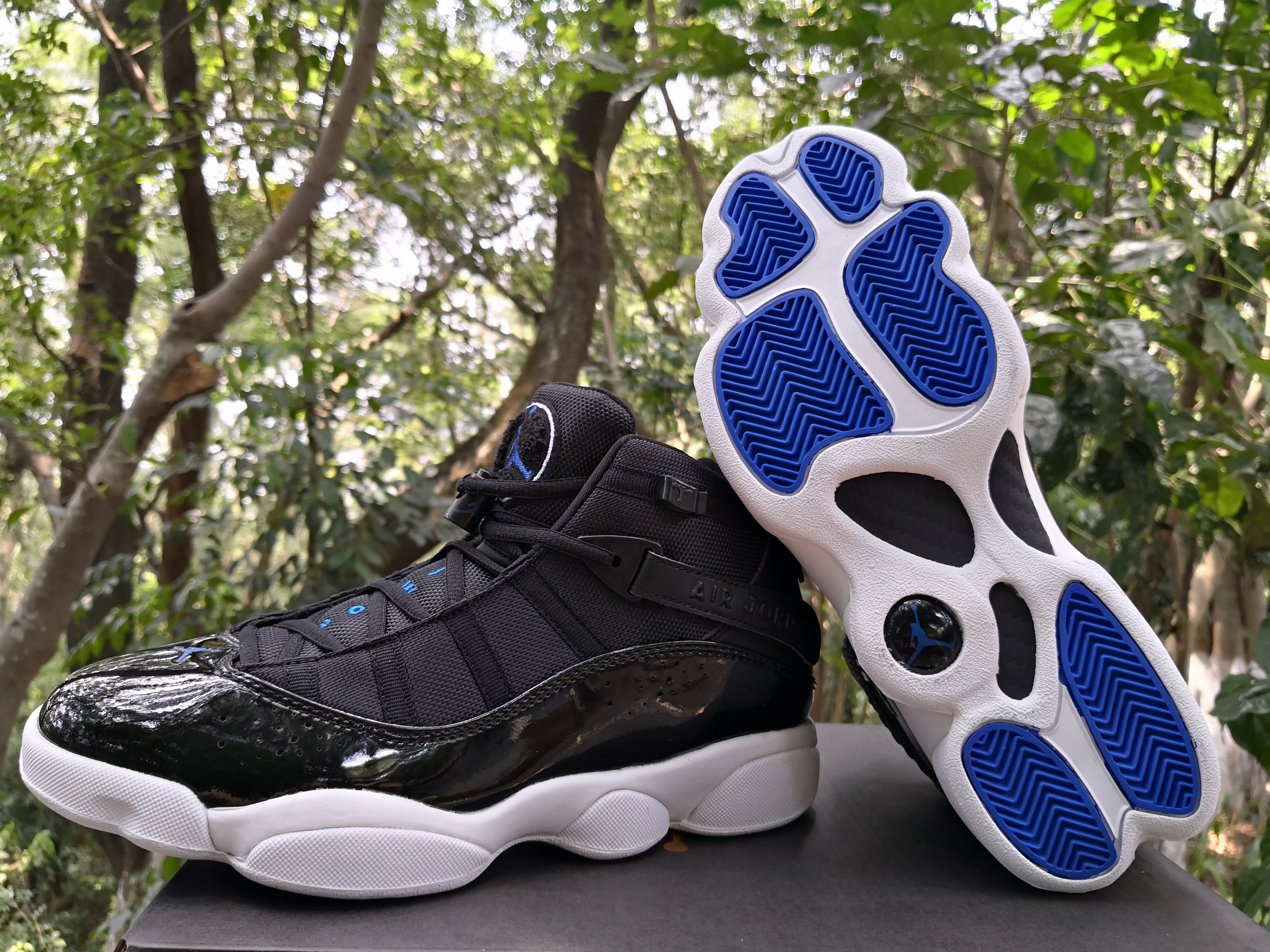 Air Jordan 6 Rings Black Royal Blue Shoes - Click Image to Close